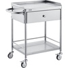 image:imageVEVOR Rolling Medical Cart with Lockable Drawer White Paint Stainless Steel Utility Cart 2 Tiers Mobile Esthetician Trolley Cart with Swivel Casters for Lab Hospital Dental Salon and Beauty2tier with 1 drawer
