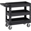 image:imageVEVOR Utility Cart 3Tier Plastic Service Cart with 550LBS Capacity 360 Swivel Casters Including 2 Locking Wheels Medium Lipped Shelves Ergonomic Handle for Garage Warehouse Cleaning Tasks