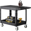 image:imageVEVOR Utility Cart 550 lbs Load Capacity 37 x 254inch Service Cart TwoShelf Heavy Duty Plastic Utility Cart with 360 Swivel Wheels 2 with Brakes Suitable for Warehouse Garage Cleaning550 LBSLarge