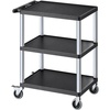 image:imageVEVOR Utility Cart 550 lbs Load Capacity 37 x 254inch Service Cart TwoShelf Heavy Duty Plastic Utility Cart with 360 Swivel Wheels 2 with Brakes Suitable for Warehouse Garage Cleaning300 LBS3 Tier