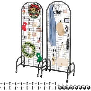 image:imageVEVOR 2 Packs Grid Wall Panels 19 x 54 ft Wire Grid Panels Display Rack Movable Art Display Shelf with Wheels and 20 Hooks Black Carbon Steel Gridwall for Craft Show Decor Storage Notice Board