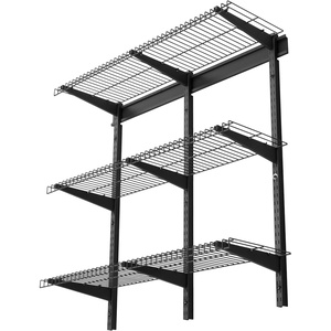 image:imageVEVOR 2Pack Heavy Duty Garage Wall Shelving 2 x 4 ft Steel Wall Mounted Shelving Unit with Hooks 24 x 48 Inch Per Shelf Floating Storage Metal Rack for Garage 500 lbs Total Weight CapacityBlack