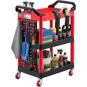 image:imageVEVOR 3 Tier Utility Cart on Wheels 300 LBS Rolling Tool Storage with Pegboards amp 360 Swivel Wheels 2 Brakes Heavy Duty Plastic Rolling Cart for Garage Warehouse amp Repair Shop3189 x 1673 x 3819 in