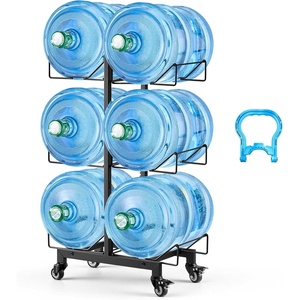 image:imageVEVOR 4 Tiers Water Jug Holder 5 Gallon Water Bottle Holder Double Row Water Bottle Rack for 8 Bottles Heavy Duty Water Jug Rack for Kitchen Office Living Room SilverBlack