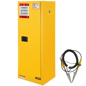 image:imageVEVOR Flammable Cabinet 45 Gal 18 x 43 x 65 Yellow  ColdRolled Steel Explosion Proof 2 Adjustable Shelves 2 Manual Doors Industrial Use18 x 18 x 35