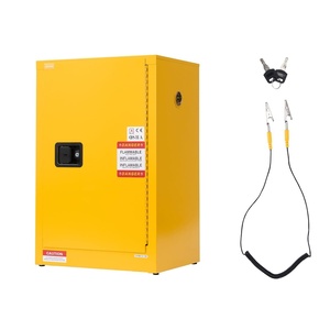 image:imageVEVOR Flammable Cabinet 45 Gal 18 x 43 x 65 Yellow  ColdRolled Steel Explosion Proof 2 Adjustable Shelves 2 Manual Doors Industrial Use18 x 23 x 35
