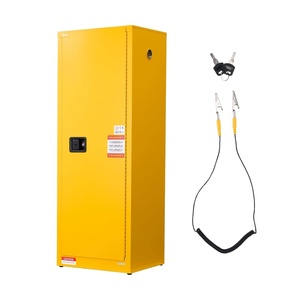 image:imageVEVOR Flammable Cabinet 45 Gal 18 x 43 x 65 Yellow  ColdRolled Steel Explosion Proof 2 Adjustable Shelves 2 Manual Doors Industrial Use18 x 23 x 65