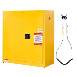 image:imageVEVOR Flammable Cabinet 45 Gal 18 x 43 x 65 Yellow  ColdRolled Steel Explosion Proof 2 Adjustable Shelves 2 Manual Doors Industrial Use18 x 43 x 46