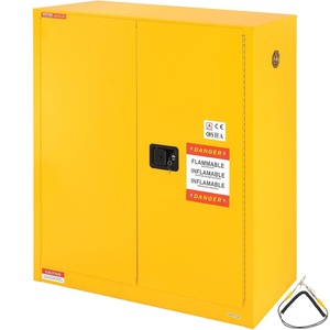 image:imageVEVOR Flammable Cabinet 45 Gal 18 x 43 x 65 Yellow  ColdRolled Steel Explosion Proof 2 Adjustable Shelves 2 Manual Doors Industrial Use18 x 43 x 50