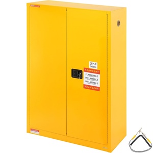 image:imageVEVOR Flammable Cabinet 45 Gal 18 x 43 x 65 Yellow  ColdRolled Steel Explosion Proof 2 Adjustable Shelves 2 Manual Doors Industrial Use18 x 43 x 65