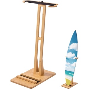 image:imageVEVOR Freestanding Bamboo Surfboard Rack Adjustable Display amp Storage Stand for Longboards and Shortboards Padded Surf Board Holder for Indoor Garage or Shop Use