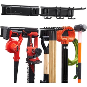 image:imageVEVOR Garage Tool Organizer 33 Inch 400 lbs Wall Mount Garden Tool Rack Heavy Duty Garage Hanging Storage Rack Organization with 2 Rails and 5 Adjustable Hooks for Yard Tools Shovel Rake Shed