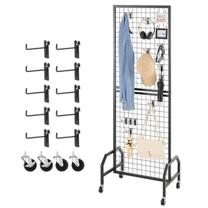 image:imageVEVOR Grid Wall Panel 19 x 54 ft Wire Grid Panels Display Rack Movable Art Display Shelf with Wheels and 10 Hooks Black Carbon Steel Gridwall for Craft Show Decoration Storage Notice Board