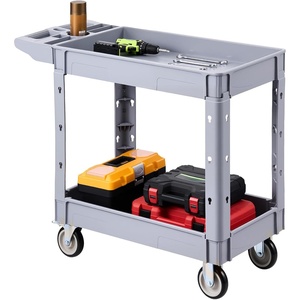 image:imageVEVOR Heavy Duty Utility Cart with Tray amp Pegboard 550 LBS 2 Tier Service Cart with 360 Swivel amp Fixed Wheels 2 with Brakes Plastic Rolling Cart Tool Storage for Garage Warehouse Workshop3976 x 173 x 333 in