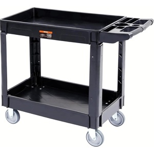 image:imageVEVOR Heavy Duty Utility Cart with Tray amp Pegboard 550 LBS 2 Tier Service Cart with 360 Swivel amp Fixed Wheels 2 with Brakes Plastic Rolling Cart Tool Storage for Garage Warehouse Workshop4055 x 1771 x 3346 in