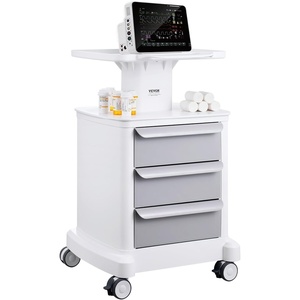image:imageVEVOR Medical Crash Cart Nursing Emergency Rolling Cart with 5 Drawers amp 4 Silent Wheels Adjust IV Pole Needle Disposal Holder Trash Bin O2 Holder Mobile Trolley for Hospital Clinic Lab SalonWhite  Gray