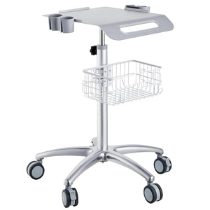 image:imageVEVOR Medical Trolley with Wheels  Height Adjustable Gas Lift Large Tabletop 1917 Stainless Steel Rolling Laptop Cart with Storage BasketMobile Metal Scanner Cart for UltrasoundDentalEKGLab