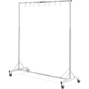 image:imageVEVOR Painting Rack 5 ft7 ft Adjustable Height 66 lbs Capacity Automotive Paint Stand 8 Hooks Drying Rack With 4 Swiveling Wheels Auto Body Stand for Repair Shops amp GarageWhite
