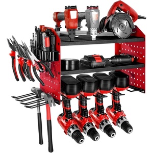 image:imageVEVOR Power Tool Organizer Wall Mount 3Layer Storage Rack with 4 Drill Holders Tools Holder and Storage Rack with Side Pegboards Garage Tool Organizer for Garage Workbench and Workshop3Layer 4 Drill