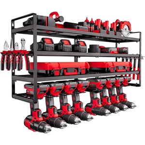 image:imageVEVOR Power Tool Organizer Wall Mount 4Layer Storage Rack with 4 Drill Holders Tools Holder and Storage Rack with Screwdriver Holder Garage Tool Organizer for Garage Workbench and Workshop4Layer 8 Drill