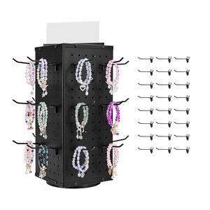 image:imageVEVOR Rotating Pegboard Display Stand 74 x 74 x 17 in 4Sided Spinning Peg Board Display with 24 Hooks Thickened ColdRolled Steel Craft Rack Organizer for Grocery Retail Store Jewelry Shop Blackrotating