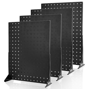 image:imageVEVOR Rotating Pegboard Display Stand 74 x 74 x 17 in 4Sided Spinning Peg Board Display with 24 Hooks Thickened ColdRolled Steel Craft Rack Organizer for Grocery Retail Store Jewelry Shop Black4 PCS