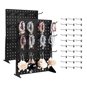 image:imageVEVOR Rotating Pegboard Display Stand 74 x 74 x 17 in 4Sided Spinning Peg Board Display with 24 Hooks Thickened ColdRolled Steel Craft Rack Organizer for Grocery Retail Store Jewelry Shop Black2 PCS