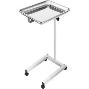 image:imageVEVOR Stainless Steel Salon Tray Adjustable Height Mayo Stand Medical Tray Tattoo Tray Lab Cart with 2 Cups and Metal Ring for SPA Clinic Personal Care Lab Hospital DentistryMayo Tray