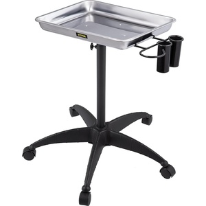 image:imageVEVOR Stainless Steel Salon Tray Adjustable Height Mayo Stand Medical Tray Tattoo Tray Lab Cart with 2 Cups and Metal Ring for SPA Clinic Personal Care Lab Hospital DentistrySalon Tray