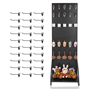 image:imageVEVOR Standing Pegboard Display 236 x 63 in Pegboard Display Stand with Swivel Casters and 30 Hooks Thickened ColdRolled Steel Peg Board Panel for Grocery Retail Store and Jewelry Shop BlackStorage Style