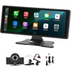 image:imageVEVOR Wireless Car Stereo 10Inch HD Portable Radio Touch Screen with Apple CarPlay and Android Auto CarPlay Screen with Front amp Backup Cameras Voice Control Mirror Link Bluetooth GPS Navigation