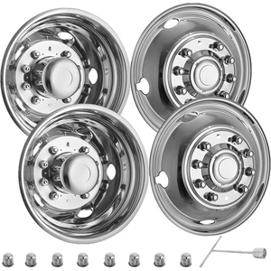 image:imageVEVOR 16inch Wheel Simulators 304 Stainless Steel Wheel Simulator Kit with Mirror Polished Finish 2 Front and 2 Rear Wheel Covers Fit for Ford F350 19741998 4 pcs195