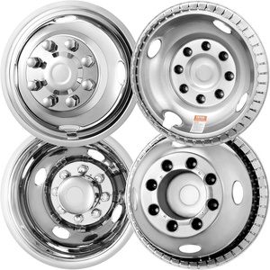 image:imageVEVOR 16inch Wheel Simulators 304 Stainless Steel Wheel Simulator Kit with Mirror Polished Finish 2 Front and 2 Rear Wheel Covers Fit for Ford F350 19741998 4 pcs16