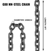 image:imageVEVOR Chain Sling 38inch x 5ft DoubleLeg Lifting Chains with Grab Hooks 4ton Capacity Lifting Slings G80 Alloy Steel DoubleLeg Slings38 Inch x 5FT