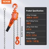 image:imageVEVOR Manual Lever Chain Hoist 112 Ton 3300 lbs Capacity 10 FT Come Along G80 Galvanized Carbon Steel with Weston DoublePawl BrakeAuto Chain Leading amp 360 Rotation Hook for Garage Factory DockOrange