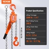image:imageVEVOR Manual Lever Chain Hoist 112 Ton 3300 lbs Capacity 10 FT Come Along G80 Galvanized Carbon Steel with Weston DoublePawl BrakeAuto Chain Leading amp 360 Rotation Hook for Garage Factory DockOrange