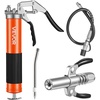 image:imageVEVOR Grease Gun 8000 PSI High Pressure Heavy Duty Pistol Grip Grease Gun Kit with 14 oz Capacity Includes 18Inch Flex Hose 1 Extension Rigid Pipe and 1 Sharp Type Nozzle for Automotive MarineGeometric