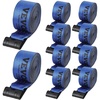 image:imageVEVOR Truck Straps 4 x30 Heavy Duty Tie Down wFlat Hooks 18000lbs Break Strength WLL 6000lbs Cargo Straps Tie Down for Flatbeds Trucks Trailers Farms Rescues Tree Saver Blue10 PackBlue
