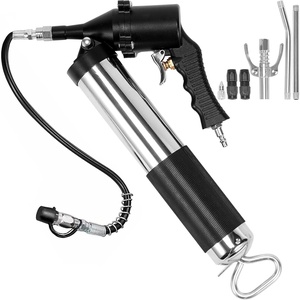 image:imageVEVOR Grease Gun 8000 PSI High Pressure Heavy Duty Pistol Grip Grease Gun Kit with 14 oz Capacity Includes 18Inch Flex Hose 1 Extension Rigid Pipe and 1 Sharp Type Nozzle for Automotive MarineCheckered
