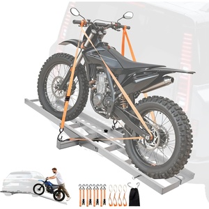 image:imageVEVOR Motorcycle Carrier 2Bike 600 LBS Aluminum Motorcycle Carrier Hitch Mount Loading Ramp Scooter Dirt Bike Trailer Hauler Ratchet Straps and Stabilizer for Car Truck with 2 Hitch Receiver73in Ramp
