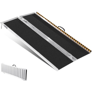 image:imageVEVOR Portable Wheelchair Ramp 5FT NonSlip Aluminum Folding Handicap Ramp Door Threshold Ramps for Wheelchair for HomeWheel Chair Ramp Steps Cars Scooter Cart Curbs Stairs5FT For height 515