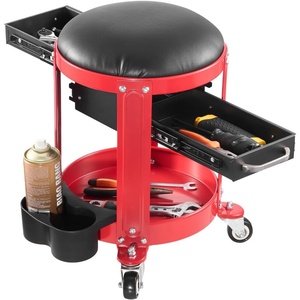 image:imageVEVOR Rolling Mechanic Stool with Wheels 300 lbs Capacity Garage SeatWork Stool Padded Roller Creeper Seat with Fixed Height Tool Tray and 2 Drawers for Garage Shop amp Auto Repair RedBlack