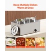 image:imageETL Listed VEVOR Electric Soup Warmer Three 74QT Stainless Steel Round Pot 86185F Adjustable Temp 1200W Commercial Bain Marie with AntiDry Burn Soup Station for Restaurant Buffet Silver26L Pots