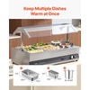 image:imageETL Listed VEVOR Electric Soup Warmer Three 74QT Stainless Steel Round Pot 86185F Adjustable Temp 1200W Commercial Bain Marie with AntiDry Burn Soup Station for Restaurant Buffet Silver26L Pots and 613 Pans