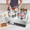 image:imageETL Listed VEVOR Electric Soup Warmer Three 74QT Stainless Steel Round Pot 86185F Adjustable Temp 1200W Commercial Bain Marie with AntiDry Burn Soup Station for Restaurant Buffet Silver7L4 Pots