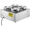 image:imageETL Listed VEVOR Electric Soup Warmer Three 74QT Stainless Steel Round Pot 86185F Adjustable Temp 1200W Commercial Bain Marie with AntiDry Burn Soup Station for Restaurant Buffet Silver7L4 Pots