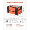 image:imageVEVOR 55W CO2 Laser Engraver 20 x 12 in Desktop CO2 Laser Engraver and Cutter Machine with 16MP Camera Water Pump Rotary Axis Compatible with LightBurn CorelDRAW RDWorks for Wood Acrylic Glass50W 4 Way Pass Through