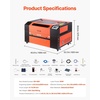 image:imageVEVOR 55W CO2 Laser Engraver 20 x 12 in Desktop CO2 Laser Engraver and Cutter Machine with 16MP Camera Water Pump Rotary Axis Compatible with LightBurn CorelDRAW RDWorks for Wood Acrylic Glass60W 4 Way Pass Through