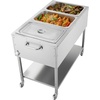 image:imageVEVOR 6Pan Commercial Propane Steam Table LP Gas Outdoor Soup Warmer with Drain Valve and 3 Wheels Stainless Steel Propane Food Warmer with Adjustable Temperature for Restaurant Outdoor Camping311 Pan72QT