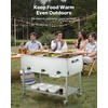 image:imageVEVOR 6Pan Commercial Propane Steam Table LP Gas Outdoor Soup Warmer with Drain Valve and 3 Wheels Stainless Steel Propane Food Warmer with Adjustable Temperature for Restaurant Outdoor Camping311 Pan72QT